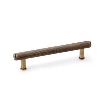 Alexander & Wilks AW809-128-AB Crispin Knurled T-bar Cupboard Pull Handle - Antique Brass - Centres 128mm (LEAD TIME: 2-3 DAYS)