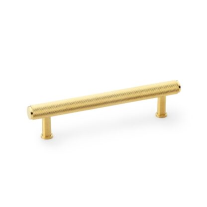 Alexander & Wilks AW809-128-SBPVD Crispin Knurled T-bar Cupboard Pull Handle - Satin Brass PVD - Centres 128mm (LEAD TIME: 2-3 DAYS)