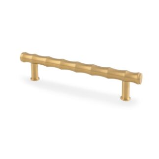 Alexander & Wilks AW809B-128-SBPVD Crispin Bamboo T-bar Cupboard Pull Handle - Satin Brass PVD - 128mm Centres (LEAD TIME: 2-3 DAYS)