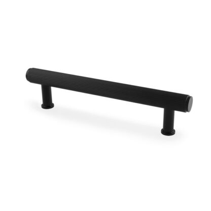 Alexander & Wilks AW809R-128-BL Crispin Reeded T-bar Cupboard Pull Handle - Black - 128mm (LEAD TIME: 2-3 DAYS)