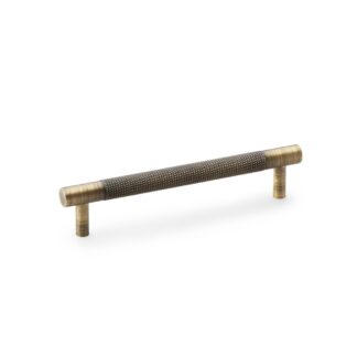 Alexander & Wilks AW810-128-AB Brunel Knurled T-Bar Cupboard Handle - Antique Brass - Centres 128mm (LEAD TIME: 2-3 DAYS)