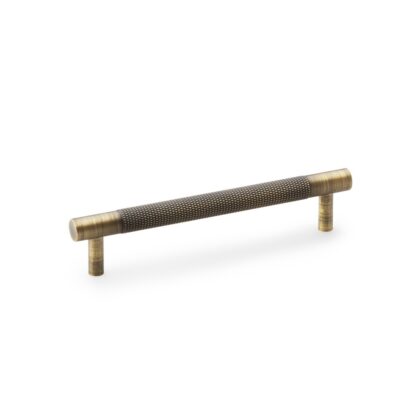 Alexander & Wilks AW810-128-AB Brunel Knurled T-Bar Cupboard Handle - Antique Brass - Centres 128mm (LEAD TIME: 2-3 DAYS)