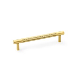 Alexander & Wilks AW810-128-SBPVD Brunel Knurled T-Bar Cupboard Handle - Satin Brass PVD - Centres 128mm (LEAD TIME: 2-3 DAYS)