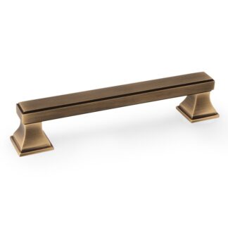 Alexander & Wilks AW813-128-AB Jesper Square Cupboard Pull Handle - Antique Brass -128mm Centres (LEAD TIME: 2-3 DAYS)