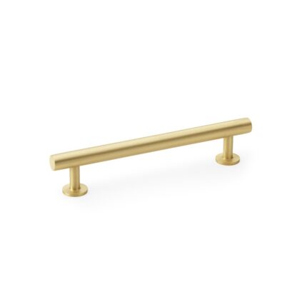 Alexander & Wilks AW814-128-SB Round T-Bar Cabinet Pull Handle - Satin Brass - Centres 128mm (LEAD TIME: 2-3 DAYS)
