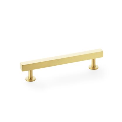 Alexander & Wilks AW815-128-SB Square T-Bar Cabinet Pull Handle - Satin Brass - Centres 128mm (LEAD TIME: 2-3 DAYS)