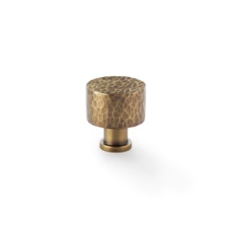 Alexander & Wilks AW816-30-AB Leila - Hammered Cupboard Knob - Antique Brass - 30mm (LEAD TIME: 2-3 DAYS)
