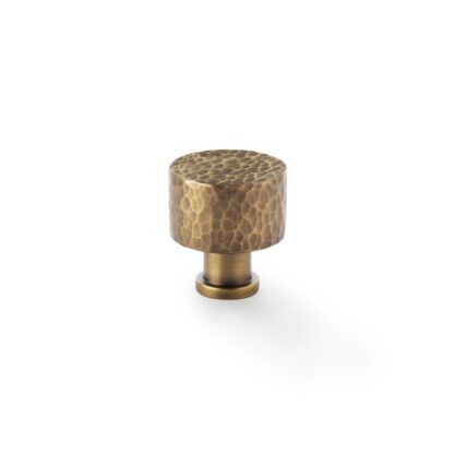 Alexander & Wilks AW816-30-AB Leila - Hammered Cupboard Knob - Antique Brass - 30mm (LEAD TIME: 2-3 DAYS)