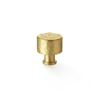 Alexander & Wilks AW816-30-SB Leila Hammered Cupboard Knob - Satin Brass - 30mm (LEAD TIME: 2-3 DAYS)