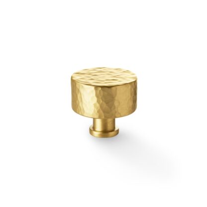 Alexander & Wilks AW816-35-SB Leila Hammered Cupboard Knob - Satin Brass - 35mm (LEAD TIME: 2-3 DAYS)