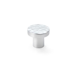 Alexander & Wilks AW820-30-PC Hanover Hammered Cupboard Knob - Polished Chrome - 30mm (LEAD TIME: 2-3 DAYS)