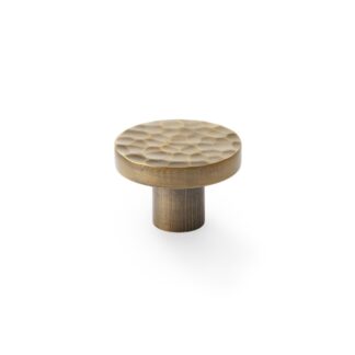 Alexander & Wilks AW820-38-AB Hanover Hammered Cupboard Knob - Antique Brass - 38mm (LEAD TIME: 2-3 DAYS)