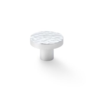 Alexander & Wilks AW820-38-PC Hanover Hammered Cupboard Knob - Polished Chrome - 38mm (LEAD TIME: 2-3 DAYS)