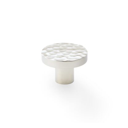 Alexander & Wilks AW820-38-PN Hanover Hammered Cupboard Knob - Polished Nickel - 38mm (LEAD TIME: 2-3 DAYS)