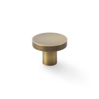 Alexander & Wilks AW821-38-AB Hanover Plain Cupboard Knob - Antique Brass - Knob 38mm (LEAD TIME: 2-3 DAYS)