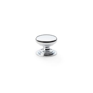 Alexander & Wilks AW825-25-PC Waltz Round Cupboard Knob on Stepped Rose - Polished Chrome - 25mm (LEAD TIME: 2-3 DAYS)
