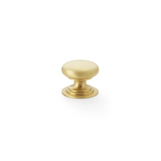 Alexander & Wilks AW825-25-SB Waltz Round Cupboard Knob on Stepped Rose - Satin Brass - 25mm (LEAD TIME: 2-3 DAYS)