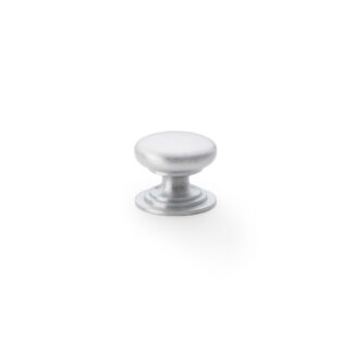 Alexander & Wilks AW825-25-SC Waltz Round Cupboard Knob on Stepped Rose - Satin Chrome - 25mm (LEAD TIME: 2-3 DAYS)