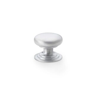 Alexander & Wilks AW825-32-SC Waltz Round Cupboard Knob on Stepped Rose - Satin Chrome - 32mm (LEAD TIME: 2-3 DAYS)