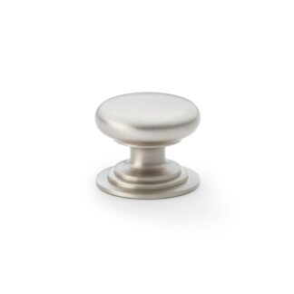 Alexander & Wilks AW825-38-SN Waltz Round Cupboard Knob on Stepped Rose - Satin Nickel - 38mm (LEAD TIME: 2-3 DAYS)