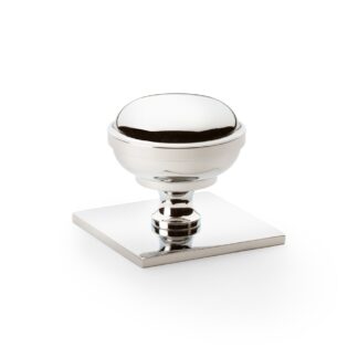 Alexander & Wilks AW826-38-PNPVD Quantock Cupboard Knob on Square Backplate - Polished Nickel - 38mm (LEAD TIME: 2-3 DAYS)