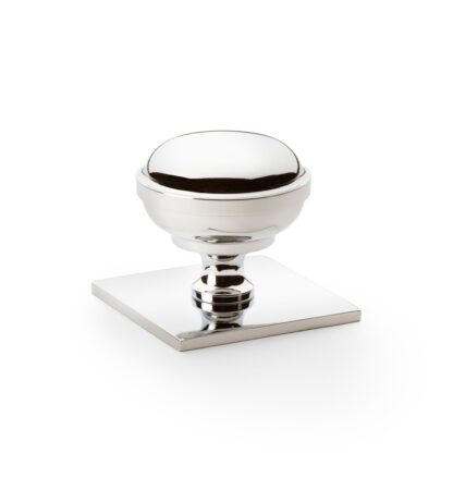 Alexander & Wilks AW826-38-PNPVD Quantock Cupboard Knob on Square Backplate - Polished Nickel - 38mm (LEAD TIME: 2-3 DAYS)