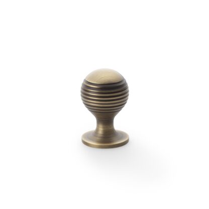 Alexander & Wilks AW832-25-AB Caesar Cupboard Knob on Round Rose - Antique Brass - 25mm (LEAD TIME: 2-3 DAYS)