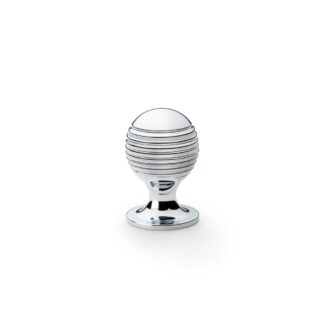 Alexander & Wilks AW832-25-PC Caesar Cupboard Knob on Round Rose - Polished Chrome - 25mm (LEAD TIME: 2-3 DAYS)