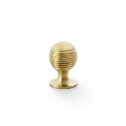 Alexander & Wilks AW832-25-SBPVD Caesar Cupboard Knob on Round Rose - Satin Brass PVD - 25mm (LEAD TIME: 2-3 DAYS)