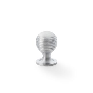 Alexander & Wilks AW832-25-SC Caesar Cupboard Knob on Round Rose - Satin Chrome - 25mm (LEAD TIME: 2-3 DAYS)