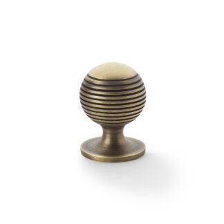 Alexander & Wilks AW832-32-AB Caesar Cupboard Knob on Round Rose - Antique Brass - 32mm (LEAD TIME: 2-3 DAYS)