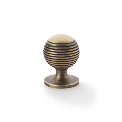 Alexander & Wilks AW832-32-AB Caesar Cupboard Knob on Round Rose - Antique Brass - 32mm (LEAD TIME: 2-3 DAYS)