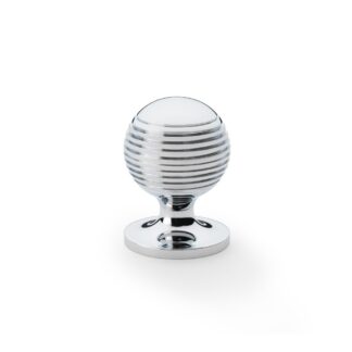 Alexander & Wilks AW832-32-PC Caesar Cupboard Knob on Round Rose - Polished Chrome - 32mm (LEAD TIME: 2-3 DAYS)
