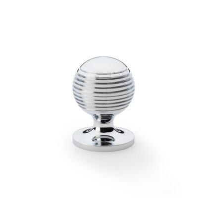 Alexander & Wilks AW832-32-PC Caesar Cupboard Knob on Round Rose - Polished Chrome - 32mm (LEAD TIME: 2-3 DAYS)