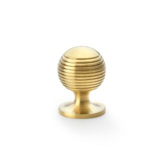 Alexander & Wilks AW832-32-SBPVD Caesar Cupboard Knob on Round Rose - Satin Brass PVD - 32mm (LEAD TIME: 2-3 DAYS)