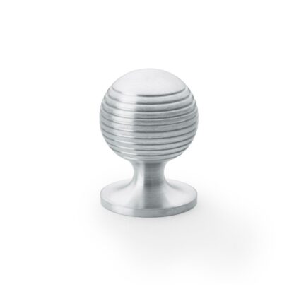 Alexander & Wilks AW832-32-SC Caesar Cupboard Knob on Round Rose - Satin Chrome - 32mm (LEAD TIME: 2-3 DAYS)