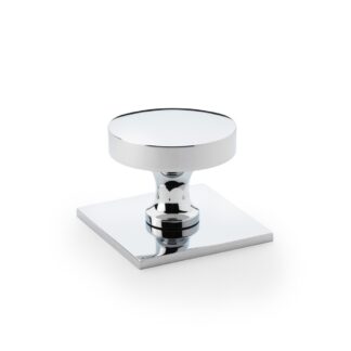 Alexander & Wilks AW835-38-PC Bullion Cupboard Knob on Square Backplate - Polished Chrome (LEAD TIME: 2-3 DAYS)