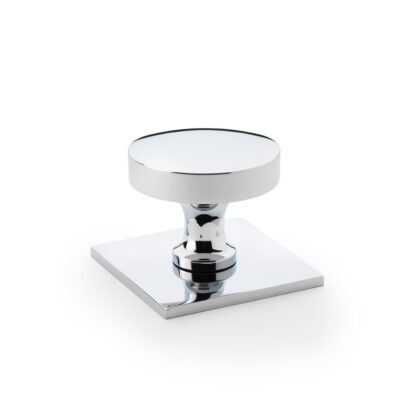 Alexander & Wilks AW835-38-PC Bullion Cupboard Knob on Square Backplate - Polished Chrome (LEAD TIME: 2-3 DAYS)