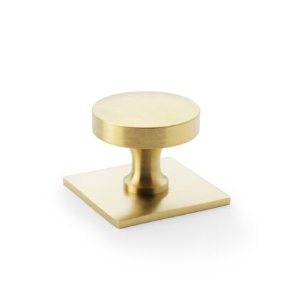 Alexander & Wilks AW835-38-SBPVD Bullion Cupboard Knob on Square Backplate - Satin Brass PVD (LEAD TIME: 2-3 DAYS)
