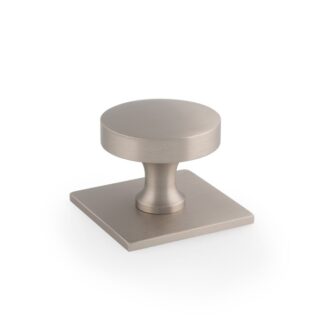 Alexander & Wilks AW835-38-SN Bullion Cupboard Knob on Square Backplate-Satin Nickel (LEAD TIME: 2-3 DAYS)
