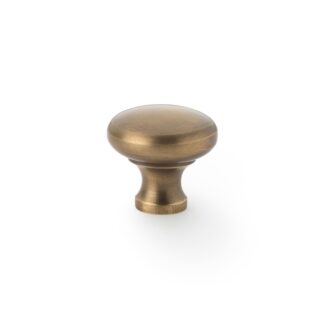 Alexander & Wilks AW836-32-AB Wade Round Cupboard Knob - Antique Brass - 32mm (LEAD TIME: 2-3 DAYS)