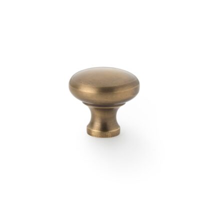 Alexander & Wilks AW836-32-AB Wade Round Cupboard Knob - Antique Brass - 32mm (LEAD TIME: 2-3 DAYS)