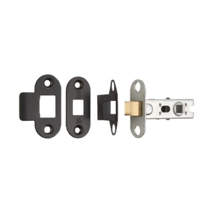 EuroSpec BTL25MB/R 64mm Ce B/T Tubular Mortice Latch Radius Matt Black (LEAD TIME: 2-3 DAYS)
