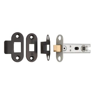 EuroSpec BTL30MB/R 76mm Ce B/T Tubular Mortice Latch Radius Matt Black (LEAD TIME: 2-3 DAYS)