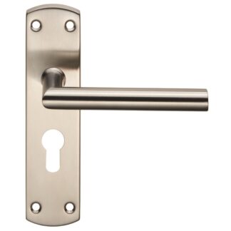 EuroSpec CSLP1162E/SSS Steelworx Residential Mitred Lever on Euro Lock Backplate (LEAD TIME: 2-3 DAYS)