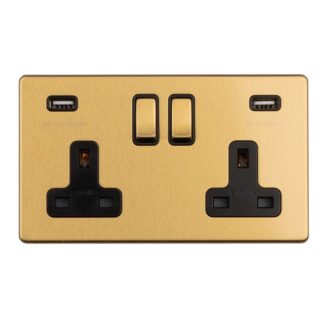 Eurolite ECSB2USBB 2 Gang 13Amp Switched Socket With USB (LEAD TIME: 2-3 DAYS)