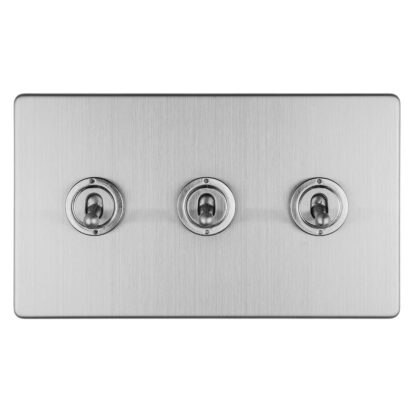 Eurolite ECSST3SW 3 GANG 10AMP 2WAY TOGGLE SWITCH SATIN STAINLESS PLATE (LEAD TIME: 2-3 DAYS)