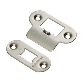 EuroSpec FSF5009SSS/R Forend Strike & Fixing Pack To Suit Heavy Duty Tubular Latch-Satin Stainless Steel-Radius Forend (LEAD TIME: 2-3 DAYS)