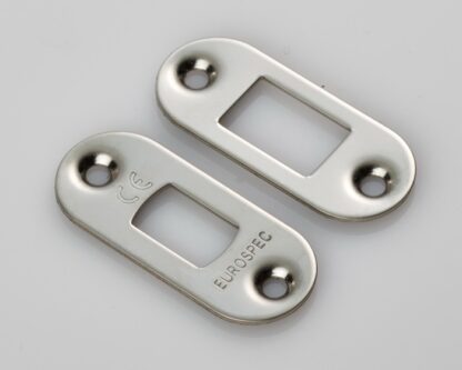 EuroSpec FSF5010BSS/R Forend Strike & Fixing Pack To Suit Heavy Duty Tubular Deadbolt-Bright Stainless Steel-Radius Forend (LEAD TIME: 2-3 DAYS)