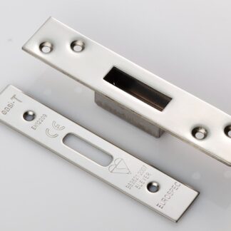 EuroSpec FSF5012BSS Easi T Forend Strikes & Fixing Pack To Suit BS 5 Lever Deadlock-Bright Stainless Steel-Square Forend (LEAD TIME: 2-3 DAYS)
